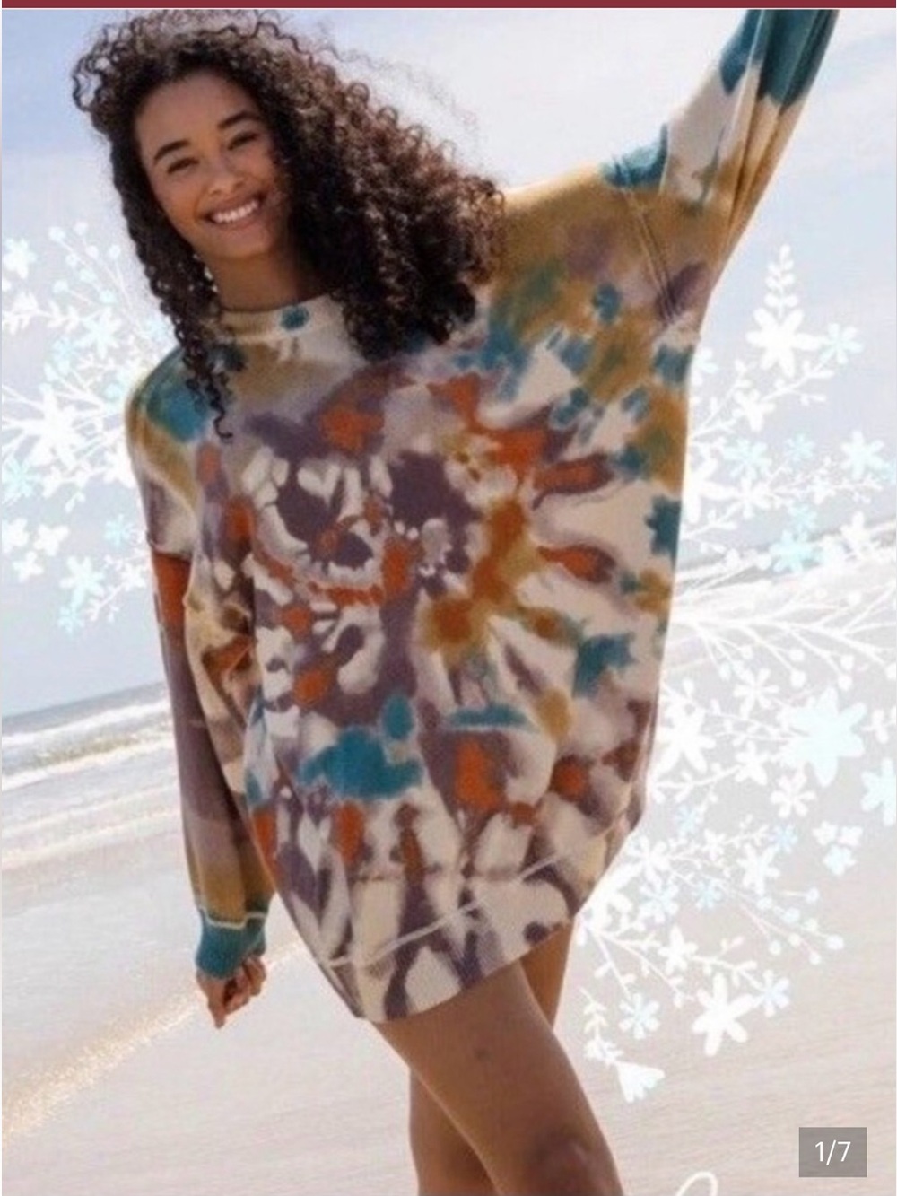 Natural Life Taylor oversized cotton tie-dye crewneck sweater coastal Earthy L